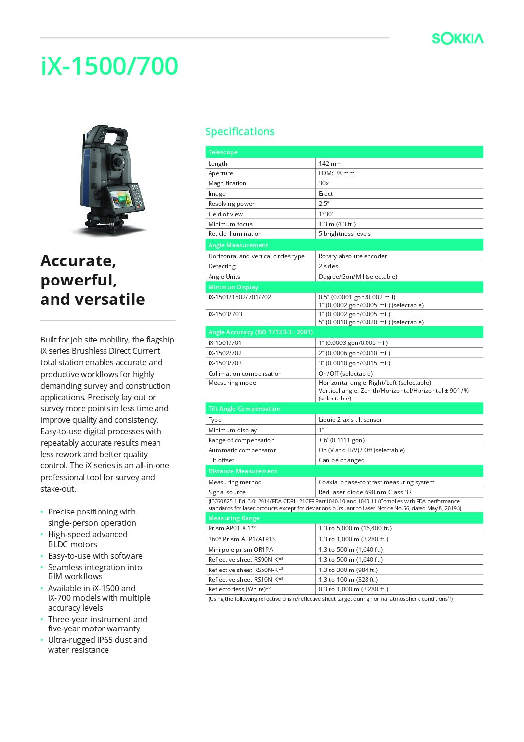 Sokkia iX 700 Series Reflectorless Robotic Total Station - Image 2