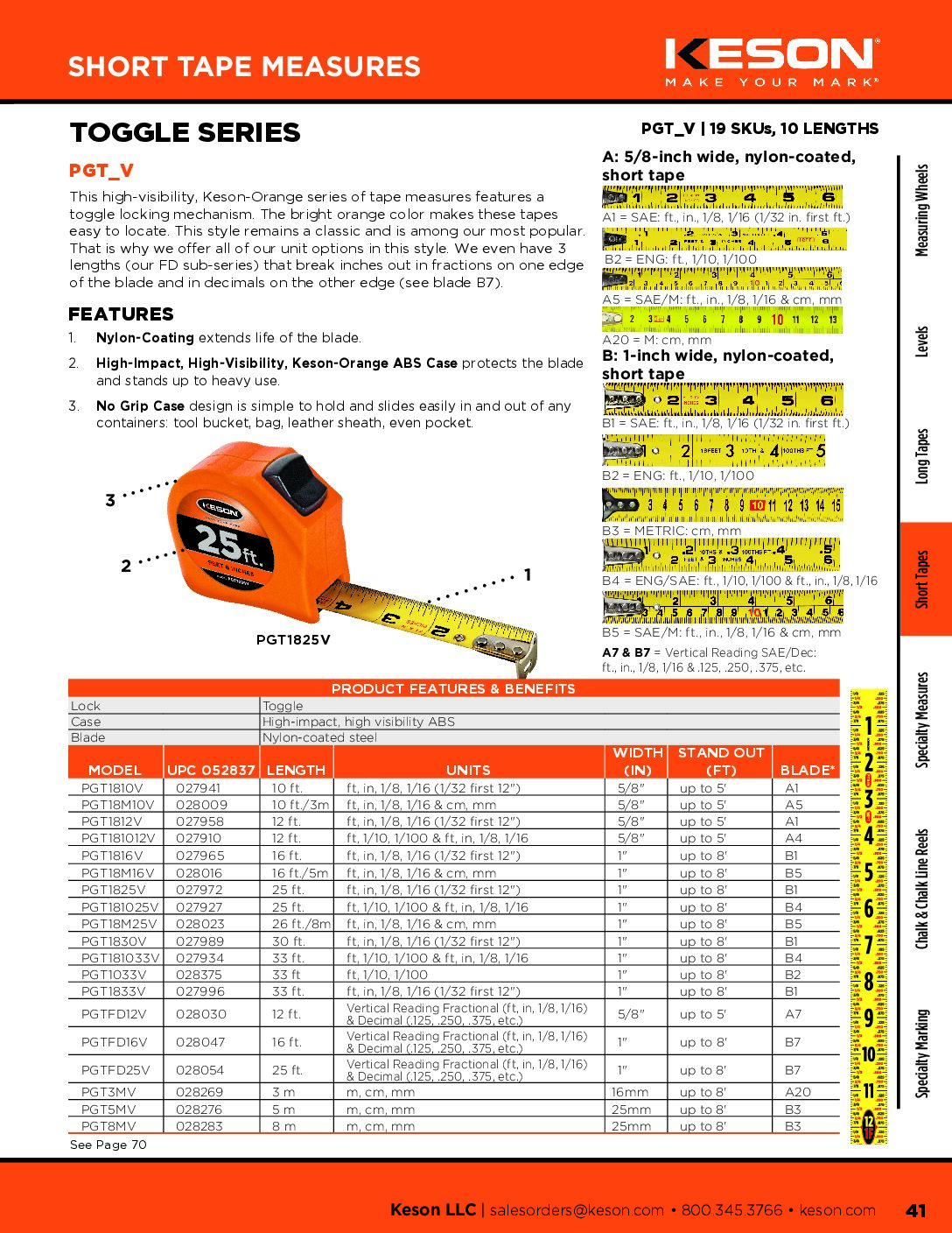 KESON, 12ft POCKET TAPE- ECONO (HI TAPE) Dual Grad PGT181012V - Image 5